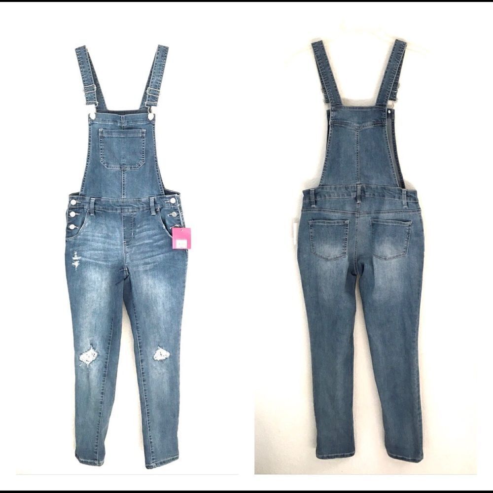 SO light wash distressed overalls girls14